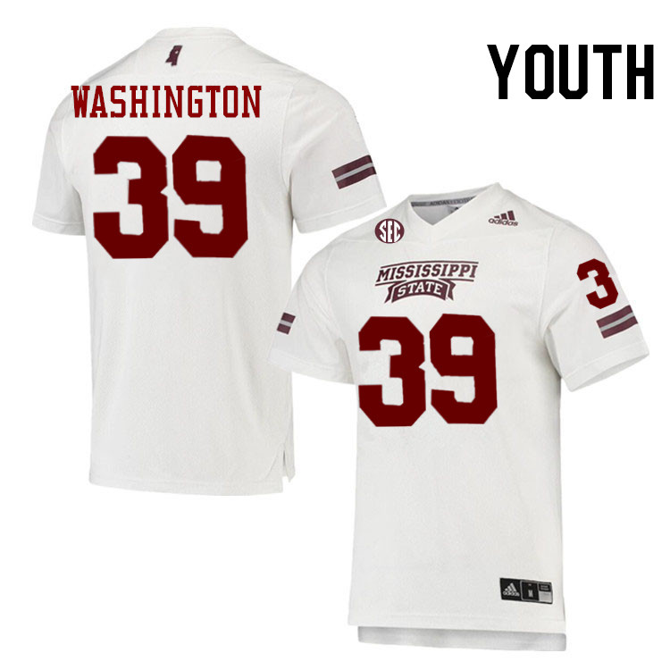 Youth #39 Josh Washington Mississippi State Bulldogs College Football Jerseys Stitched-White